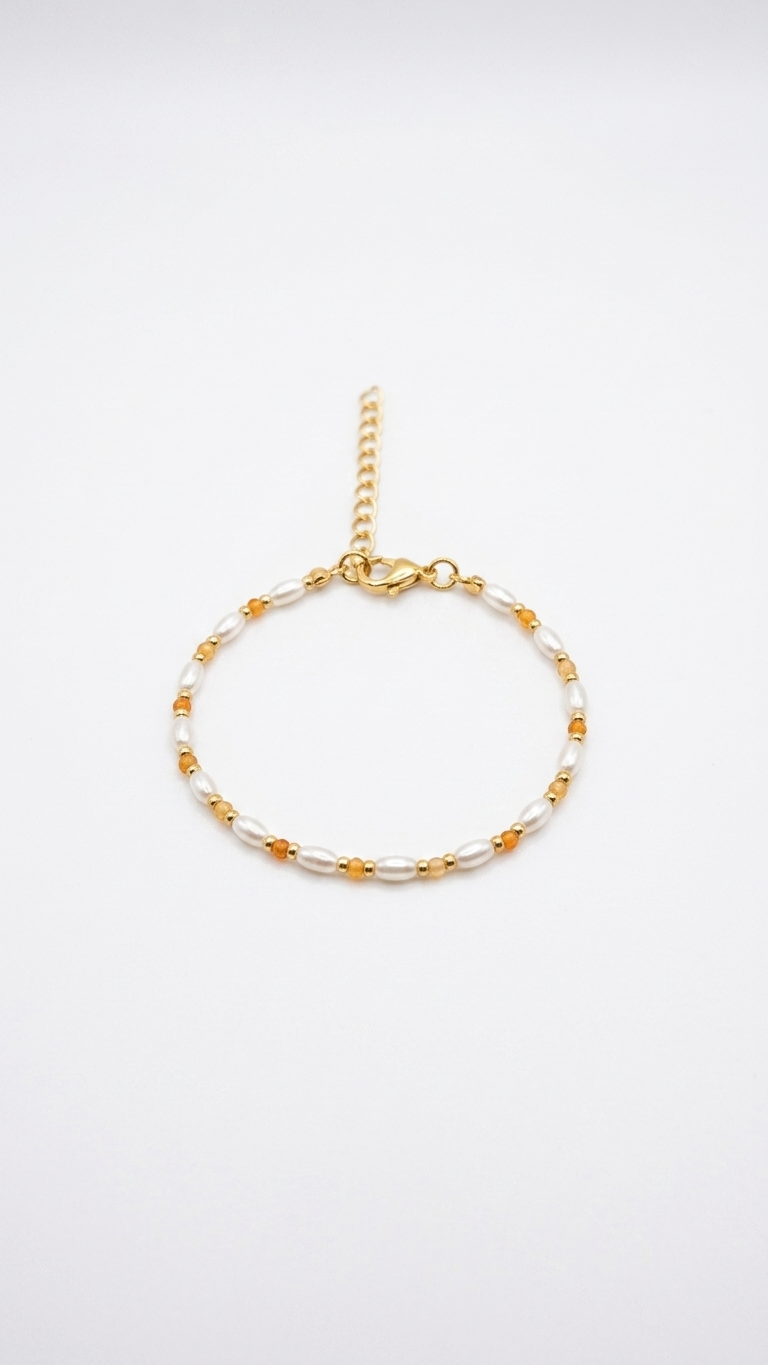 צמיד פנינה כתום